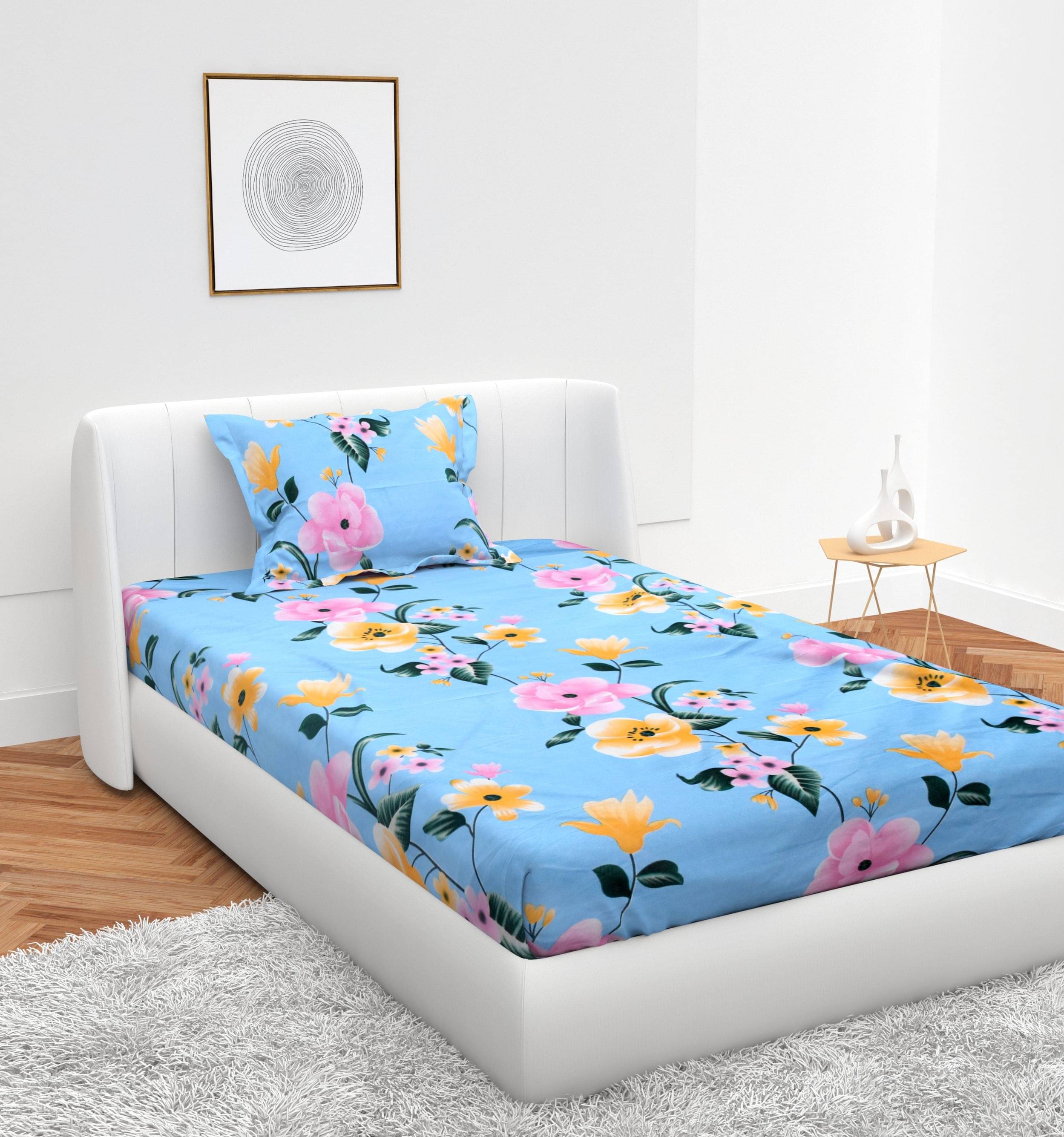 Apala Microfiber Abstract Single Bedsheet with 1 Pillow Cover - Blue Apala Microfiber Abstract Single Bedsheet with 1 Pillow Cover - Blue