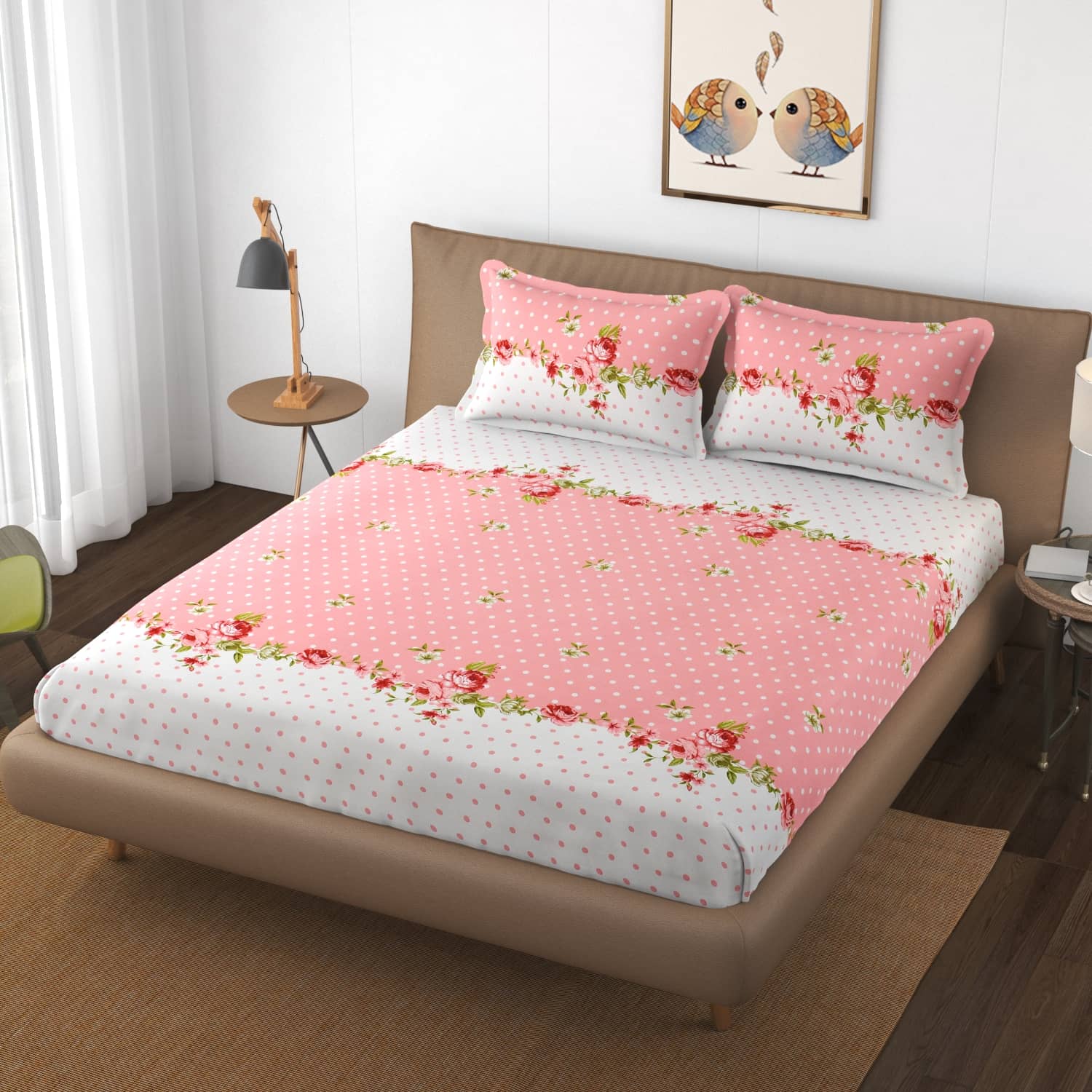 Apala Microfiber Double Bedsheet ( Pink )