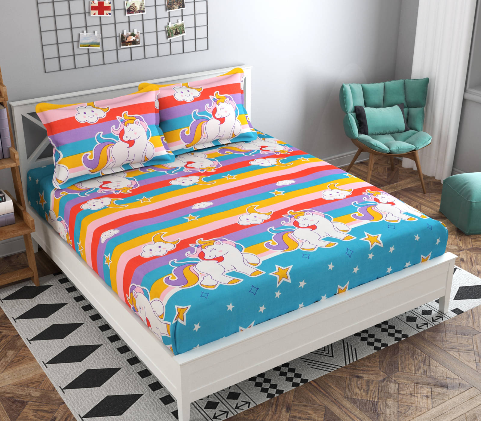     			Apala Microfiber Double Bedsheet ( Multicolor )