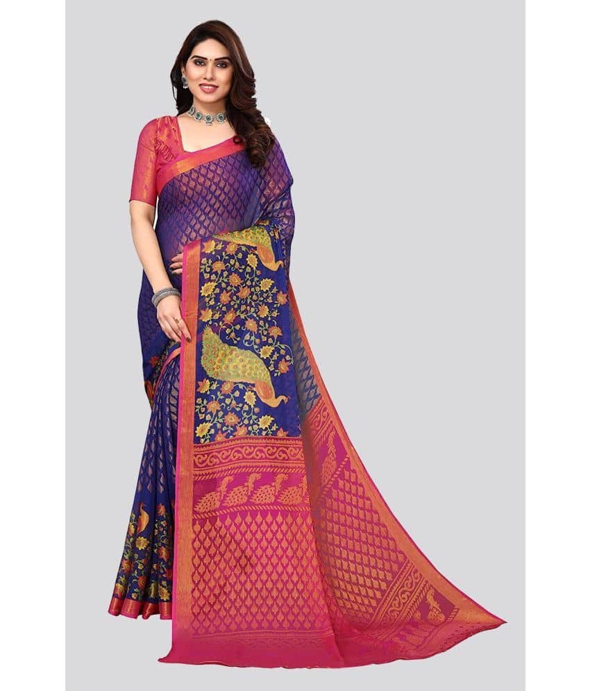 Bhuwal Fashion Brasso Printed Saree With Unstitched Blouse Piece ( Pink ) - Sarees | Buy online on ZillyBuy