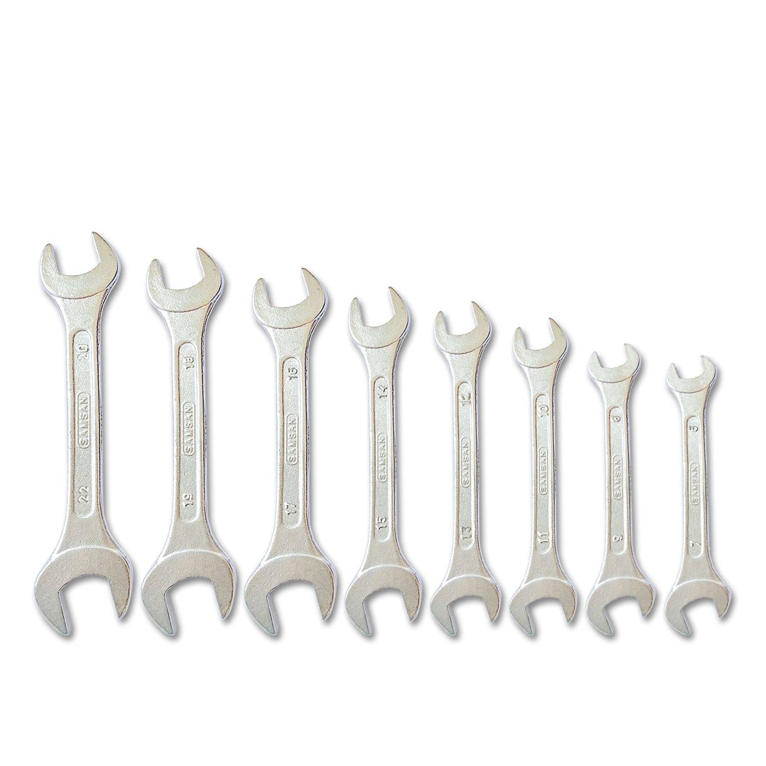 "Double Sided Open End Wrench Size: 6, 7, 8, 9, 10, 11, 12, 13, 14, 15, 16, 17, Open End Spanner Set of 8 Pc "Double Sided Open End Wrench Size: 6, 7, 8, 9, 10, 11, 12, 13, 14, 15, 16, 17, Open End Spanner Set of 8 Pc