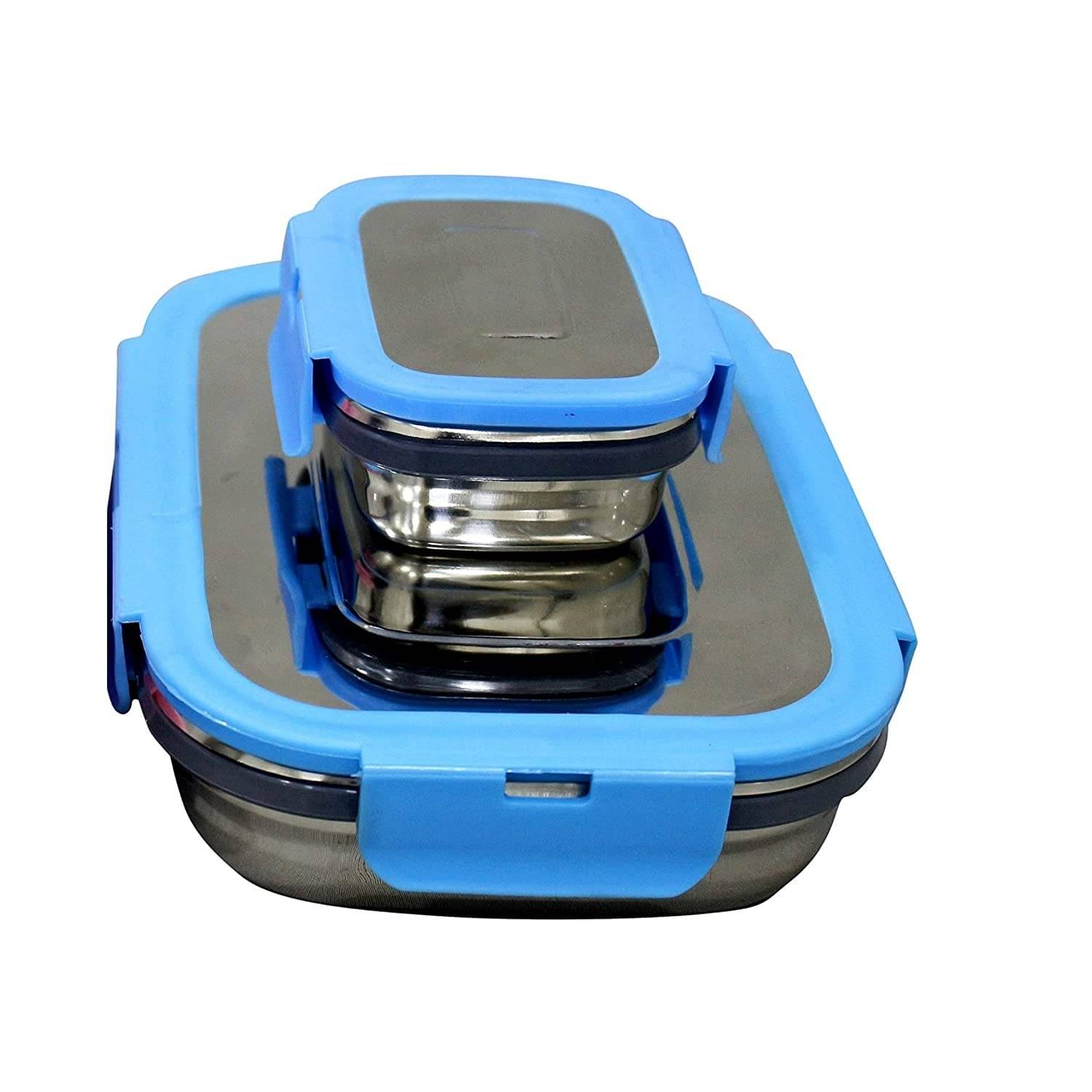 Dynore Multi color Lunch Box Stainless Steel Lunch Box 2 - Container ( Pack of 1 ) Dynore Multi color Lunch Box Stainless Steel Lunch Box 2 - Container ( Pack of 1 )