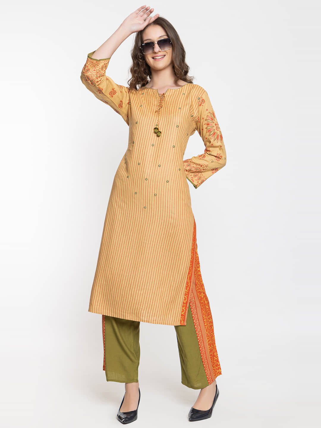 ELTHIA - Beige Rayon Women's Straight Kurti ( Pack of 1 ) - Kurtis, Tunics | Buy online on ZillyBuy