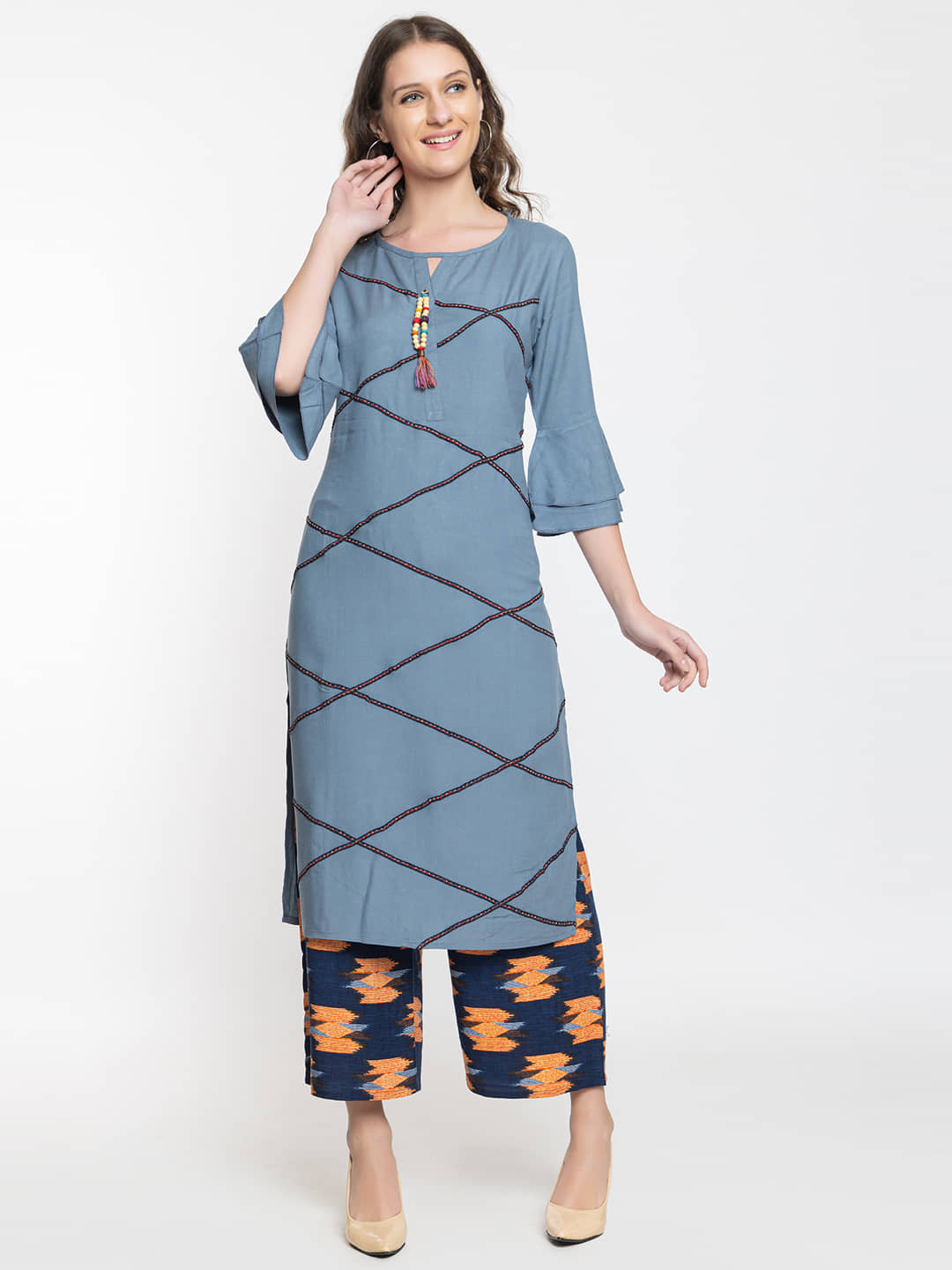 ELTHIA - Blue Rayon Women's Straight Kurti ( Pack of 1 ) - Kurtis, Tunics | Buy online on ZillyBuy