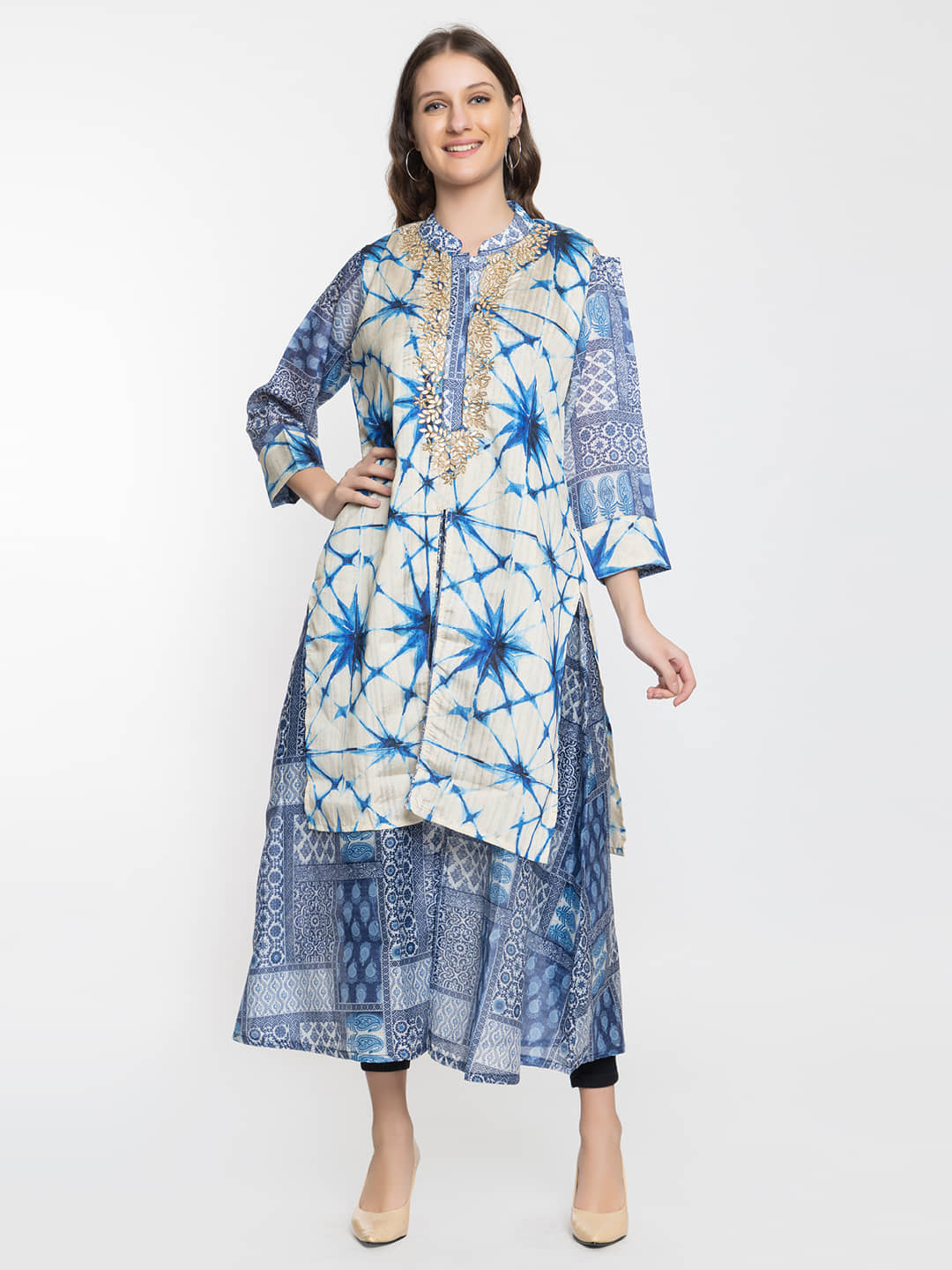 ELTHIA - Blue Silk Women's A-line Kurti ( Pack of 1 ) - Kurtis, Tunics | Buy online on ZillyBuy