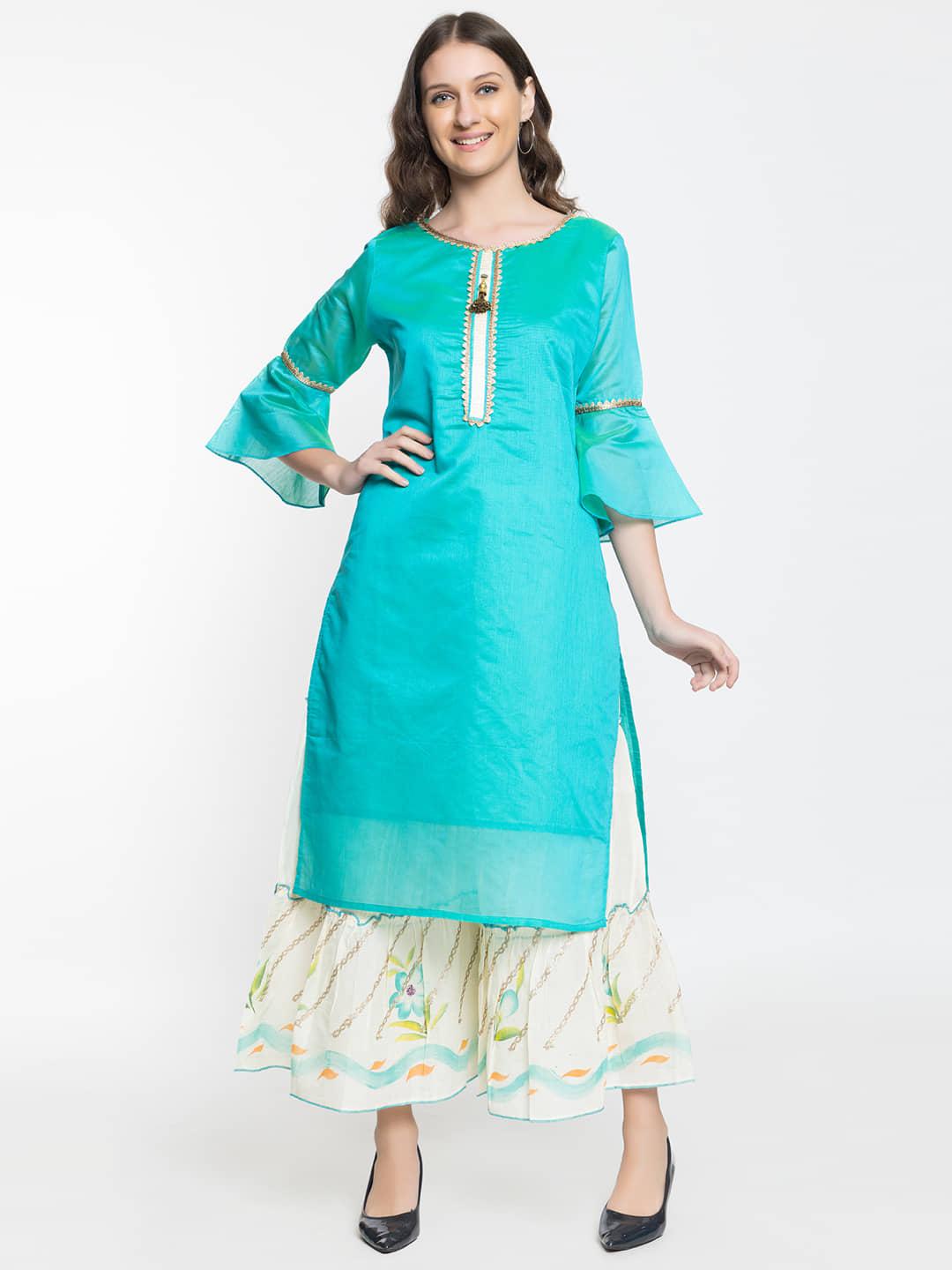 ELTHIA - Blue Silk Women's Straight Kurti ( Pack of 1 ) - Kurtis, Tunics | Buy online on ZillyBuy
