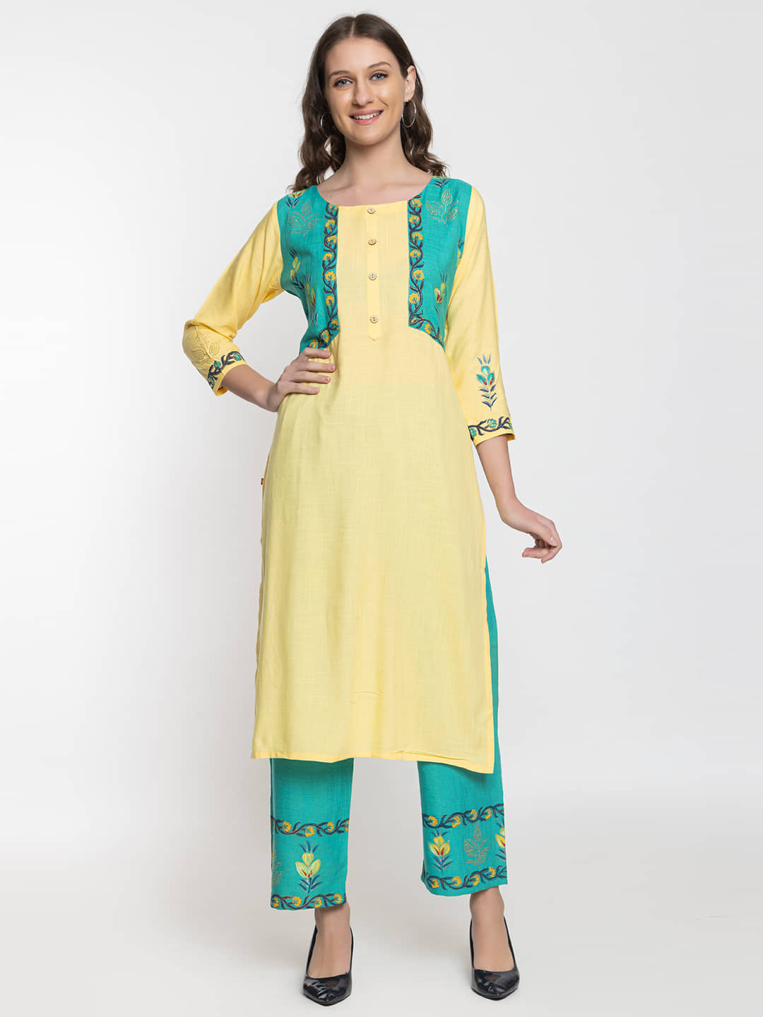 ELTHIA - Yellow Cotton Women's Straight Kurti ( Pack of 1 ) - Kurtis, Tunics | Buy online on ZillyBuy