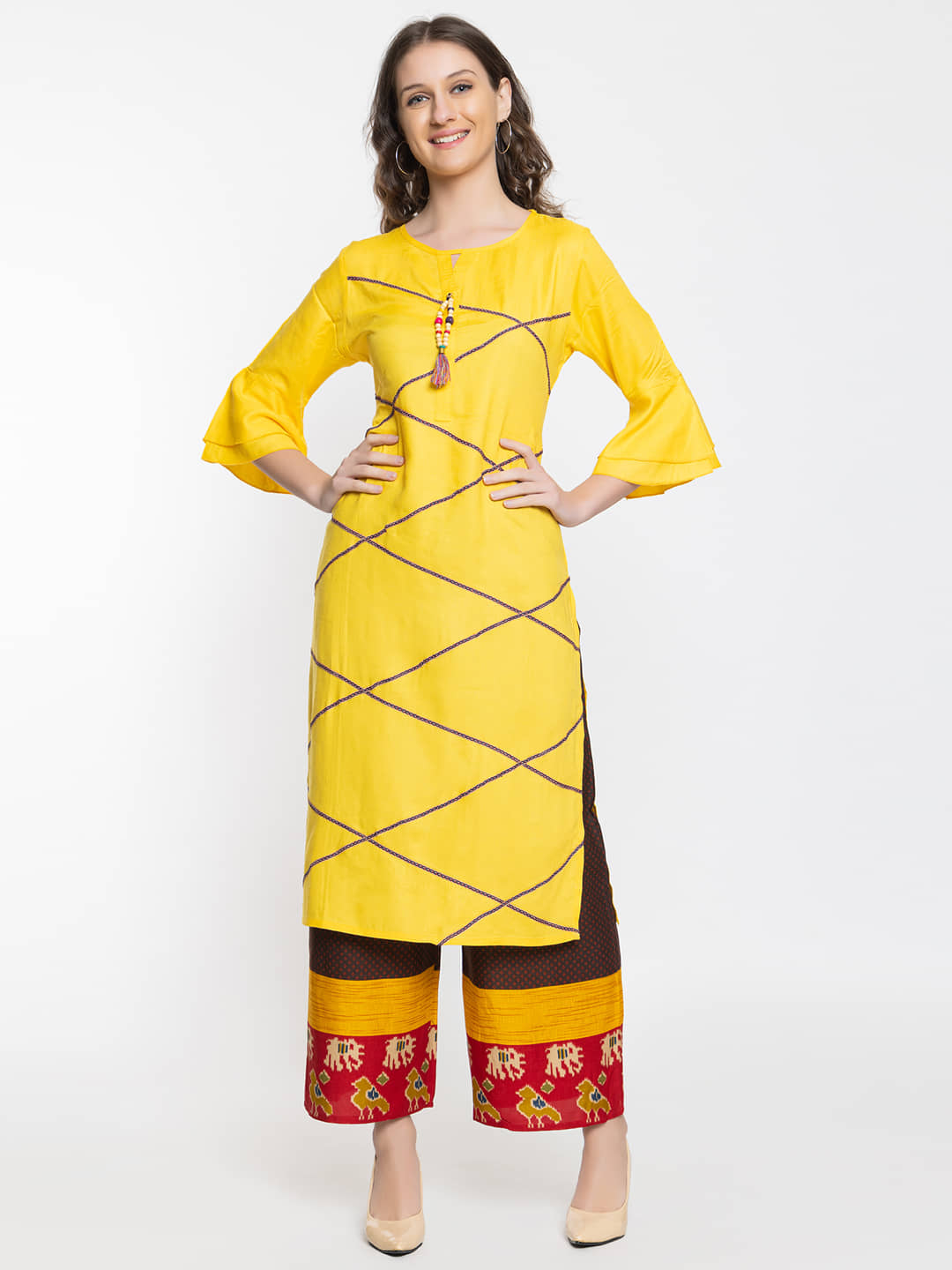 ELTHIA - Yellow Rayon Women's Straight Kurti ( Pack of 1 ) - Kurtis, Tunics | Buy online on ZillyBuy