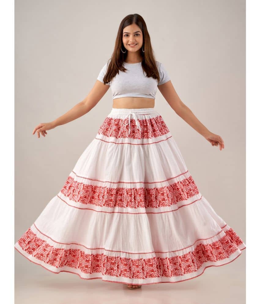FABRR - White Cotton Women's Flared Skirt ( Pack of 1 )