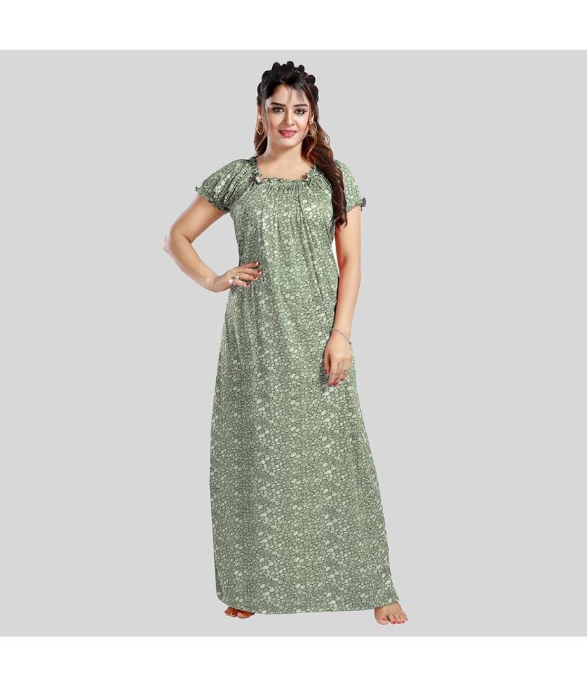 Gutthi - Green Hosiery Women's Nightwear Nighty & Night Gowns ( Pack of 1 ) Gutthi - Green Hosiery Women's Nightwear Nighty & Night Gowns ( Pack of 1 )