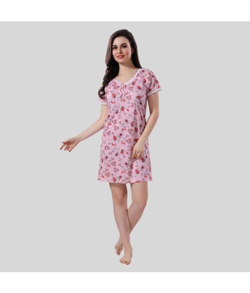 Gutthi - Pink Hosiery Women's Nightwear Night Dress ( Pack of 1 ) - Nightwear & Loungewear | Buy online on ZillyBuy