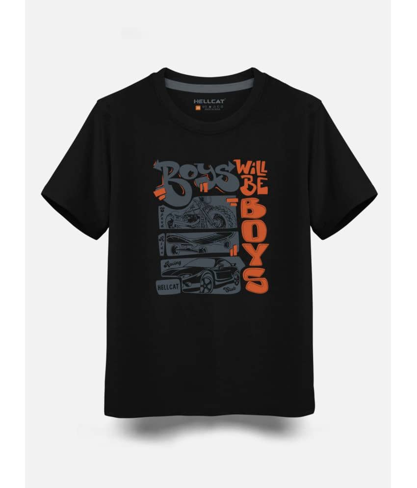 HELLCAT Pack of 4 Boys Cotton Blend T-Shirt ( Black )