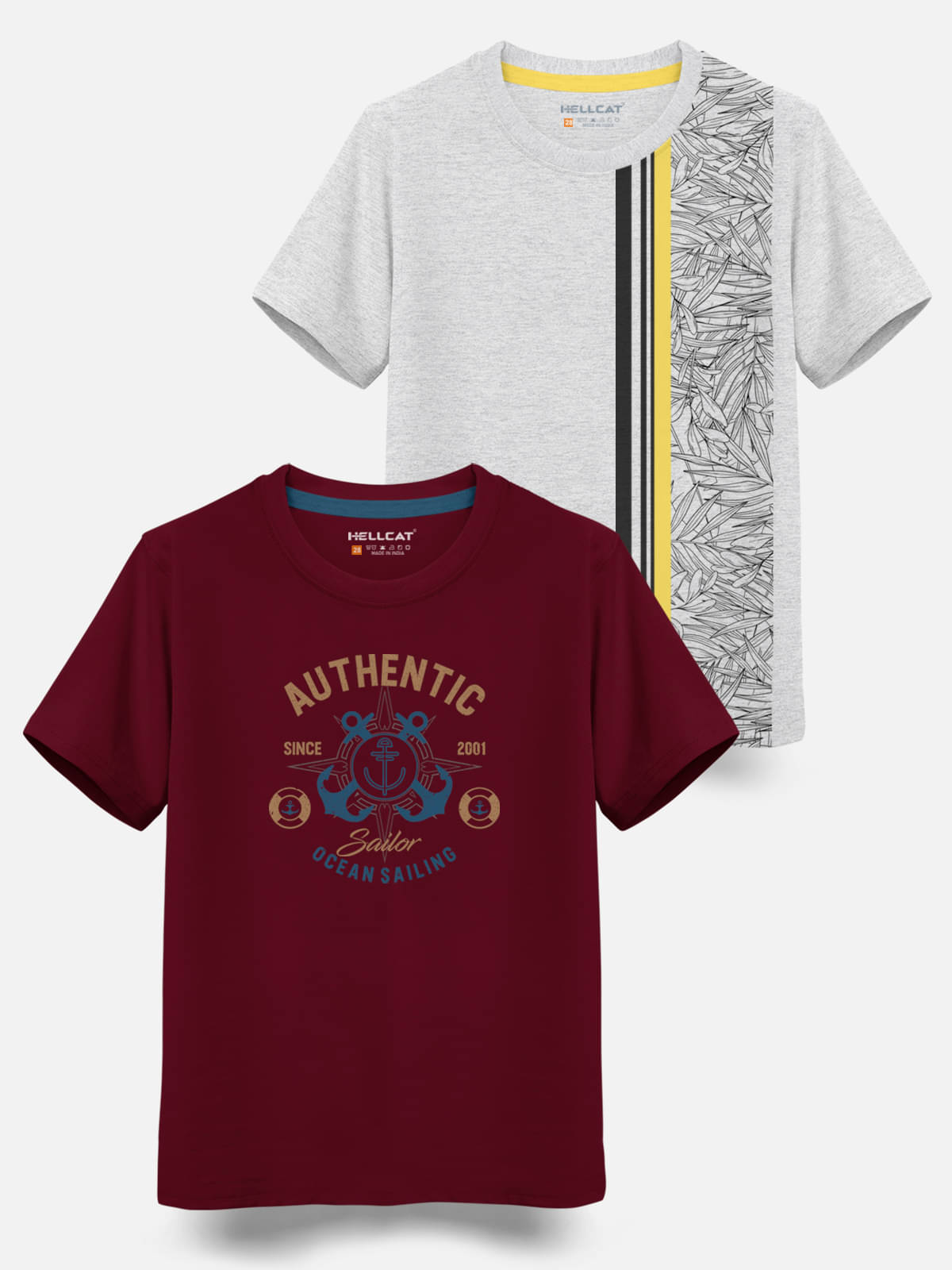     			HELLCAT Pack of 2 Boys Cotton Blend T-Shirt ( Burgundy )