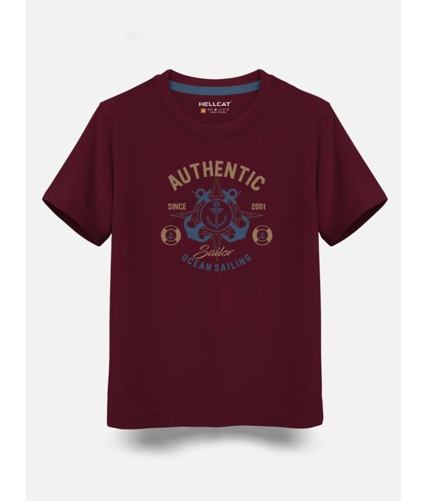     			HELLCAT Pack of 1 Boys Cotton Blend T-Shirt ( Burgundy )