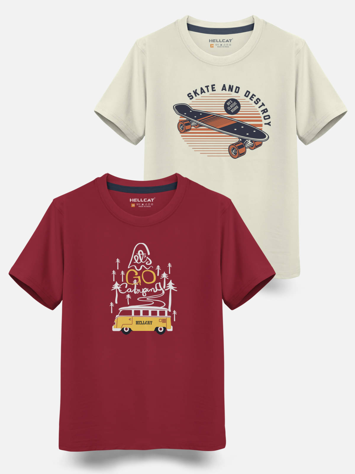     			HELLCAT Pack of 2 Boys Cotton Blend T-Shirt ( Multi Color )
