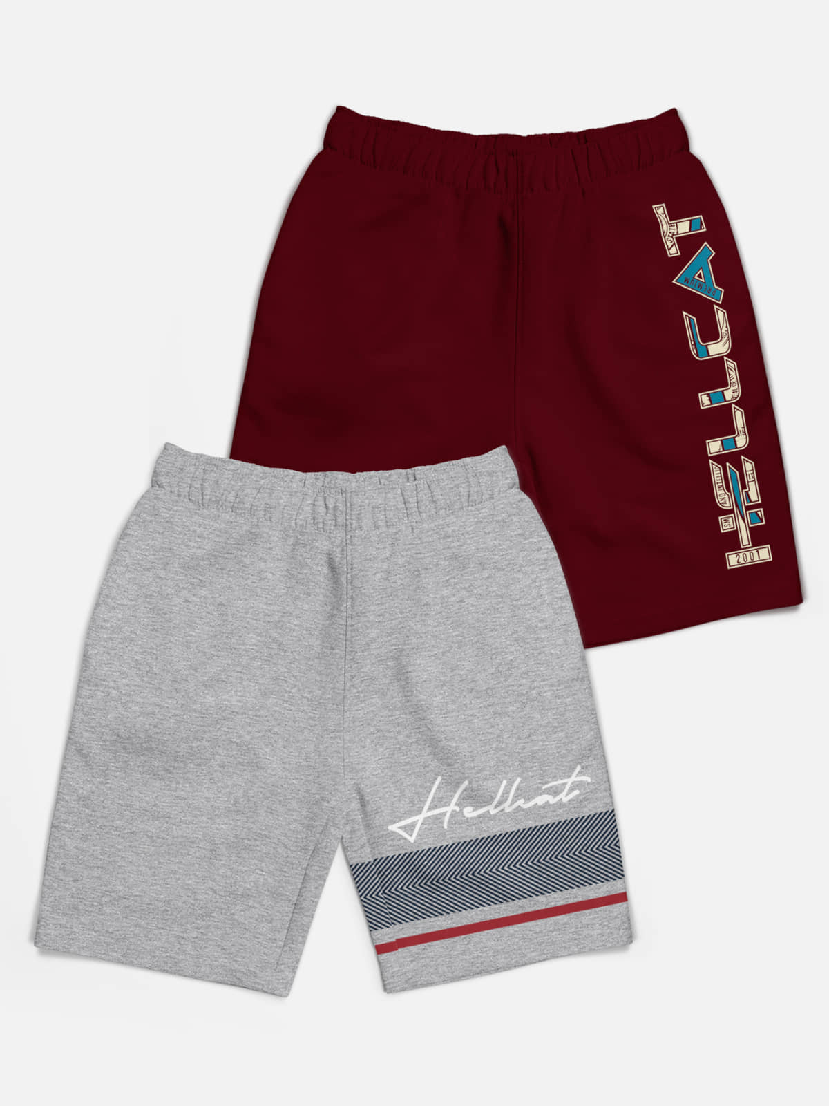 HELLCAT Pack of 2 Cotton Blend Shorts For Boys ( Multicolor ) - Shorts | Buy online on ZillyBuy