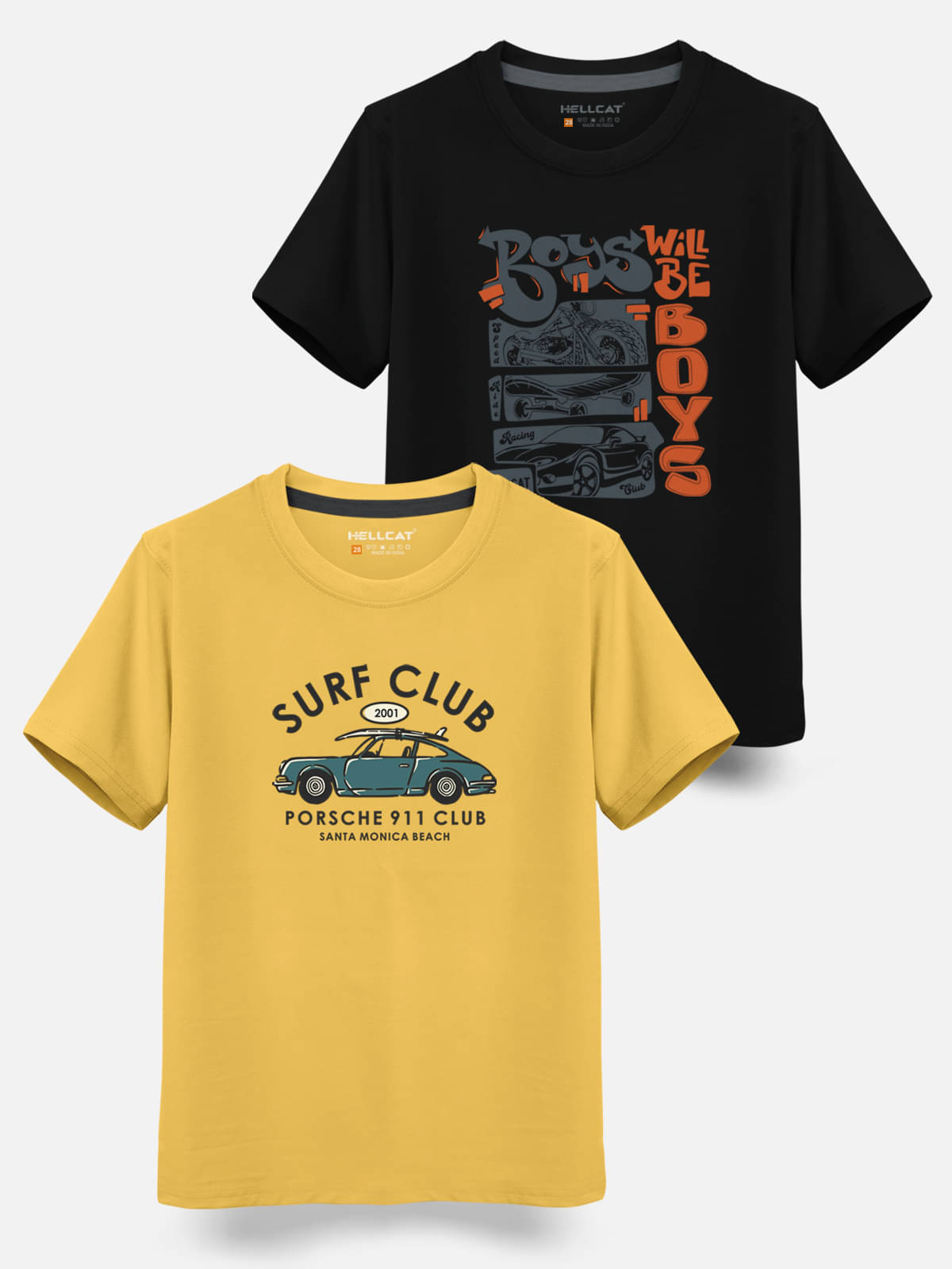     			HELLCAT Pack of 2 Boys Cotton Blend T-Shirt ( Yellow )