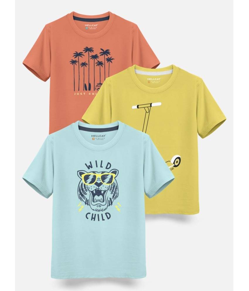     			HELLCAT Pack of 3 Boys Cotton Blend T-Shirt ( Yellow )