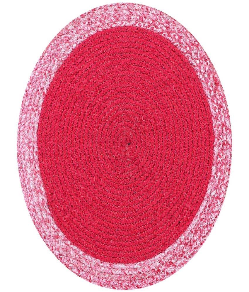 LADLI JEE Cotton Solid Round Table Mats 31 cm 31 cm Pack of 1 - Pink