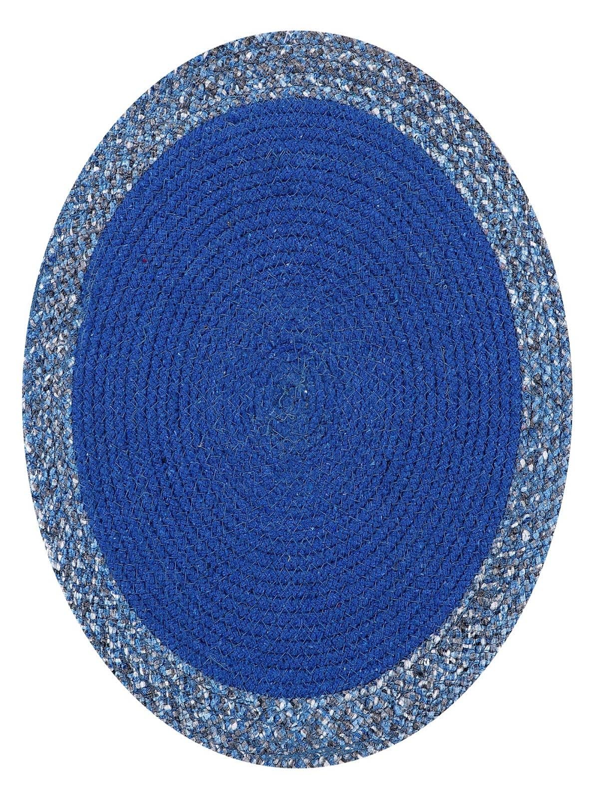 LADLI JEE Cotton Solid Round Table Mats 31 cm 31 cm Pack of 1 - Blue