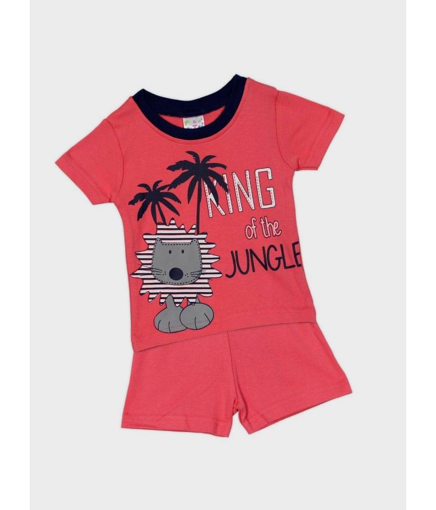 Me N My CLOSET Pack of 1 Unisex for Baby Cotton T-Shirt & Shorts ( Red )     			Me N My CLOSET Pack of 1 Unisex for Baby Cotton T-Shirt & Shorts ( Red )