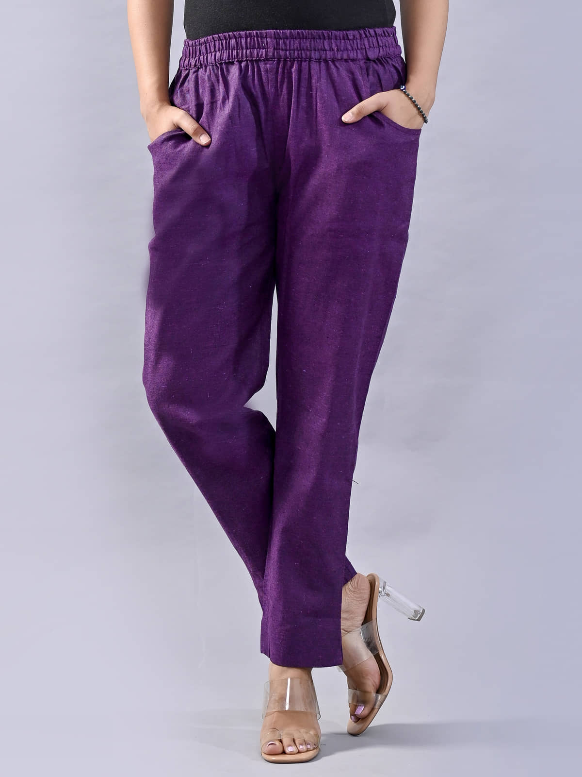 QuaClo - Purple Cotton Regular Women's Casual Pants ( Pack of 1 ) - Trousers | Buy online on ZillyBuy