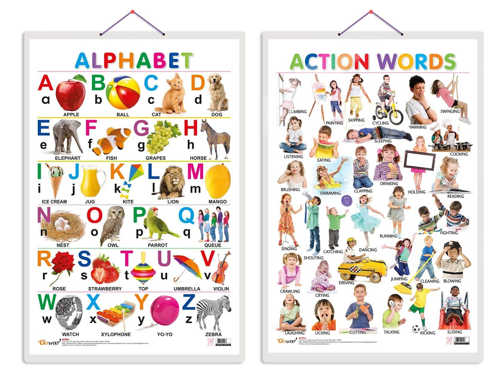 Set of 2 Alphabet and Action Words Early Learning Educational Charts for Kids | 20"X30" inch |Non-Tearable and Waterproof | Double Sided Laminated | Perfect for Homeschooling, Kindergarten and Nursery Students Set of 2 Alphabet and Action Words Early Learning Educational Charts for Kids | 20"X30" inch |Non-Tearable and Waterproof | Double Sided Laminated | Perfect for Homeschooling, Kindergarten and Nursery Students