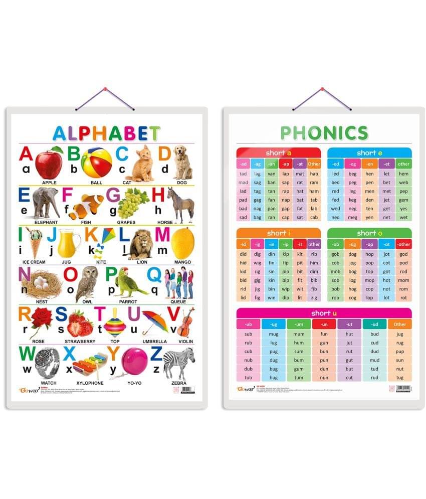 Set of 2 Alphabet and PHONICS - 1 Early Learning Educational Charts for Kids | 20"X30" inch |Non-Tearable and Waterproof | Double Sided Laminated | Perfect for Homeschooling, Kindergarten and Nursery Students Set of 2 Alphabet and PHONICS - 1 Early Learning Educational Charts for Kids | 20"X30" inch |Non-Tearable and Waterproof | Double Sided Laminated | Perfect for Homeschooling, Kindergarten and Nursery Students