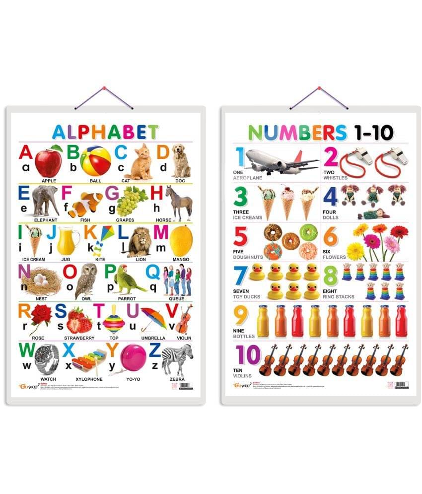 Set of 2 Alphabet and Numbers 1-10 Early Learning Educational Charts for Kids | 20"X30" inch |Non-Tearable and Waterproof | Double Sided Laminated | Perfect for Homeschooling, Kindergarten and Nursery Students Set of 2 Alphabet and Numbers 1-10 Early Learning Educational Charts for Kids | 20"X30" inch |Non-Tearable and Waterproof | Double Sided Laminated | Perfect for Homeschooling, Kindergarten and Nursery Students