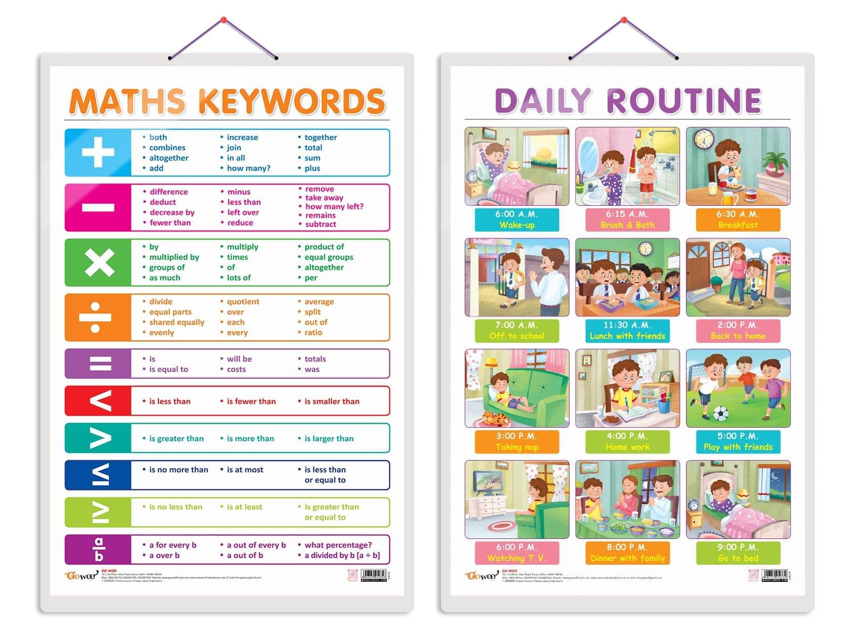 Set of 2 MATHS KEYWORDS and DAILY ROUTINE Early Learning Educational Charts for Kids | 20"X30" inch |Non-Tearable and Waterproof | Double Sided Laminated | Perfect for Homeschooling, Kindergarten and Nursery Students Set of 2 MATHS KEYWORDS and DAILY ROUTINE Early Learning Educational Charts for Kids | 20"X30" inch |Non-Tearable and Waterproof | Double Sided Laminated | Perfect for Homeschooling, Kindergarten and Nursery Students