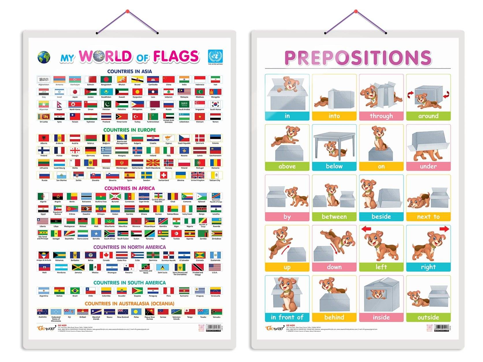Set of 2 My World of Flags and PREPOSITIONS Early Learning Educational Charts for Kids | 20"X30" inch |Non-Tearable and Waterproof | Double Sided Laminated | Perfect for Homeschooling, Kindergarten and Nursery Students     			Set of 2 My World of Flags and PREPOSITIONS Early Learning Educational Charts for Kids | 20"X30" inch |Non-Tearable and Waterproof | Double Sided Laminated | Perfect for Homeschooling, Kindergarten and Nursery Students