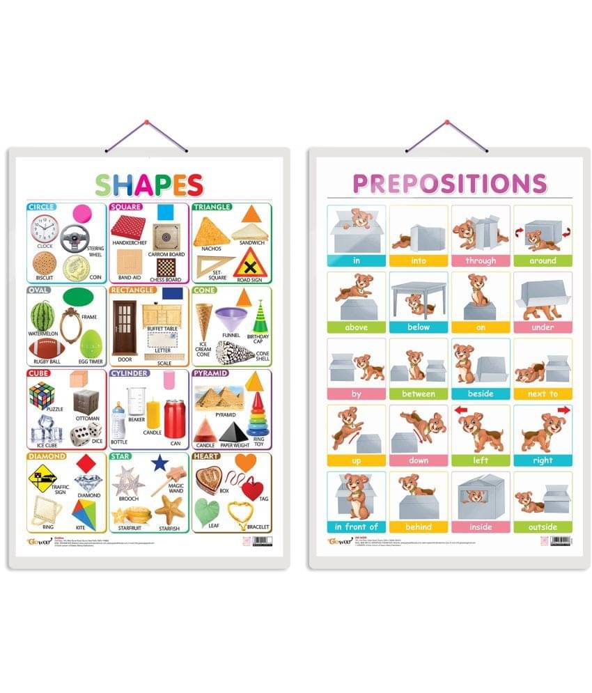 Set of 2 Shapes and PREPOSITIONS Early Learning Educational Charts for Kids | 20"X30" inch |Non-Tearable and Waterproof | Double Sided Laminated | Perfect for Homeschooling, Kindergarten and Nursery Students Set of 2 Shapes and PREPOSITIONS Early Learning Educational Charts for Kids | 20"X30" inch |Non-Tearable and Waterproof | Double Sided Laminated | Perfect for Homeschooling, Kindergarten and Nursery Students