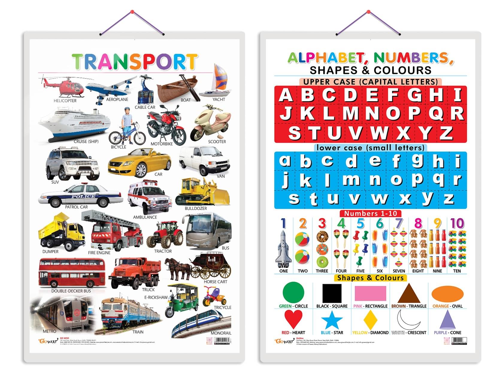 Set of 2 Transport and Alphabet, Numbers, Shapes & Colours Early Learning Educational Charts for Kids | 20"X30" inch |Non-Tearable and Waterproof | Double Sided Laminated | Perfect for Homeschooling, Kindergarten and Nursery Students Set of 2 Transport and Alphabet, Numbers, Shapes & Colours Early Learning Educational Charts for Kids | 20"X30" inch |Non-Tearable and Waterproof | Double Sided Laminated | Perfect for Homeschooling, Kindergarten and Nursery Students