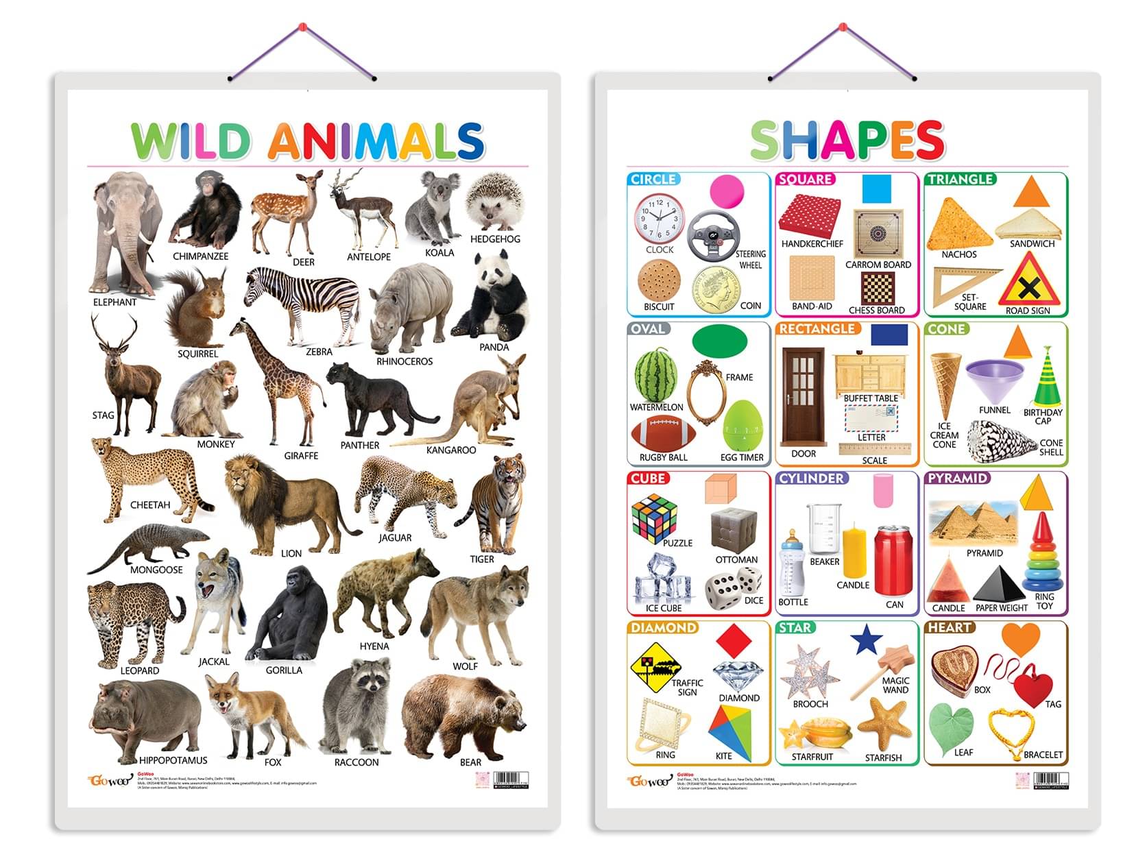 Set of 2 Wild Animals and Shapes Early Learning Educational Charts for Kids | 20"X30" inch |Non-Tearable and Waterproof | Double Sided Laminated | Perfect for Homeschooling, Kindergarten and Nursery Students     			Set of 2 Wild Animals and Shapes Early Learning Educational Charts for Kids | 20"X30" inch |Non-Tearable and Waterproof | Double Sided Laminated | Perfect for Homeschooling, Kindergarten and Nursery Students