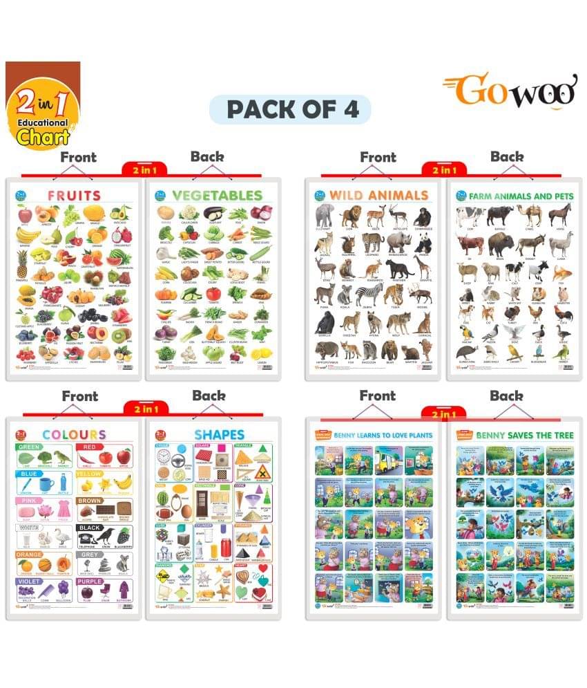     			Set of 4 |  2 IN 1 COLOURS AND SHAPES, 2 IN 1 FRUITS AND VEGETABLES, 2 IN 1 WILD AND FARM ANIMALS & PETS and 2 IN 1 BENNY LEARNS TO LOVE PLANTS AND BENNY SAVES THE TREE