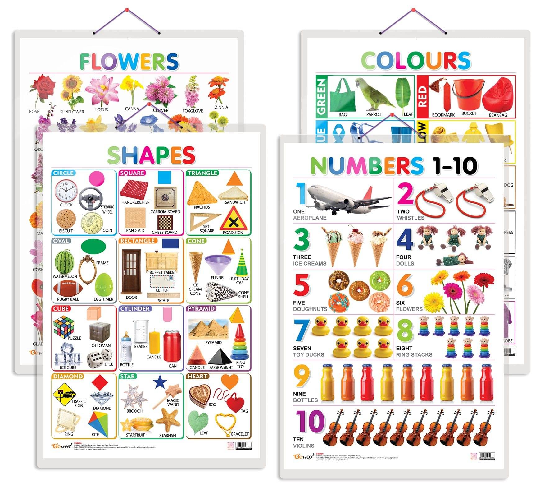 Set of 4 Flowers, Colours, Shapes and Numbers 1-10 Early Learning Educational Charts for Kids | 20"X30" inch |Non-Tearable and Waterproof | Double Sided Laminated | Perfect for Homeschooling, Kindergarten and Nursery Students Set of 4 Flowers, Colours, Shapes and Numbers 1-10 Early Learning Educational Charts for Kids | 20"X30" inch |Non-Tearable and Waterproof | Double Sided Laminated | Perfect for Homeschooling, Kindergarten and Nursery Students