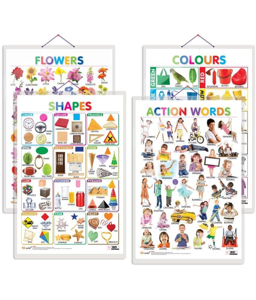 Set of 4 Flowers, Colours, Shapes and Action Words Early Learning Educational Charts for Kids | 20"X30" inch |Non-Tearable and Waterproof | Double Sided Laminated | Perfect for Homeschooling, Kindergarten and Nursery Students     			Set of 4 Flowers, Colours, Shapes and Action Words Early Learning Educational Charts for Kids | 20"X30" inch |Non-Tearable and Waterproof | Double Sided Laminated | Perfect for Homeschooling, Kindergarten and Nursery Students