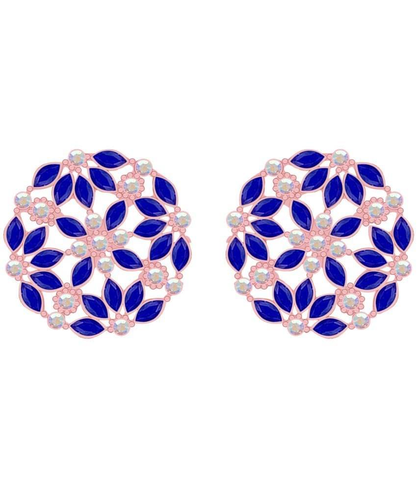     			Silver Shine - Navy Blue Stud Earrings ( Pack of 1 )