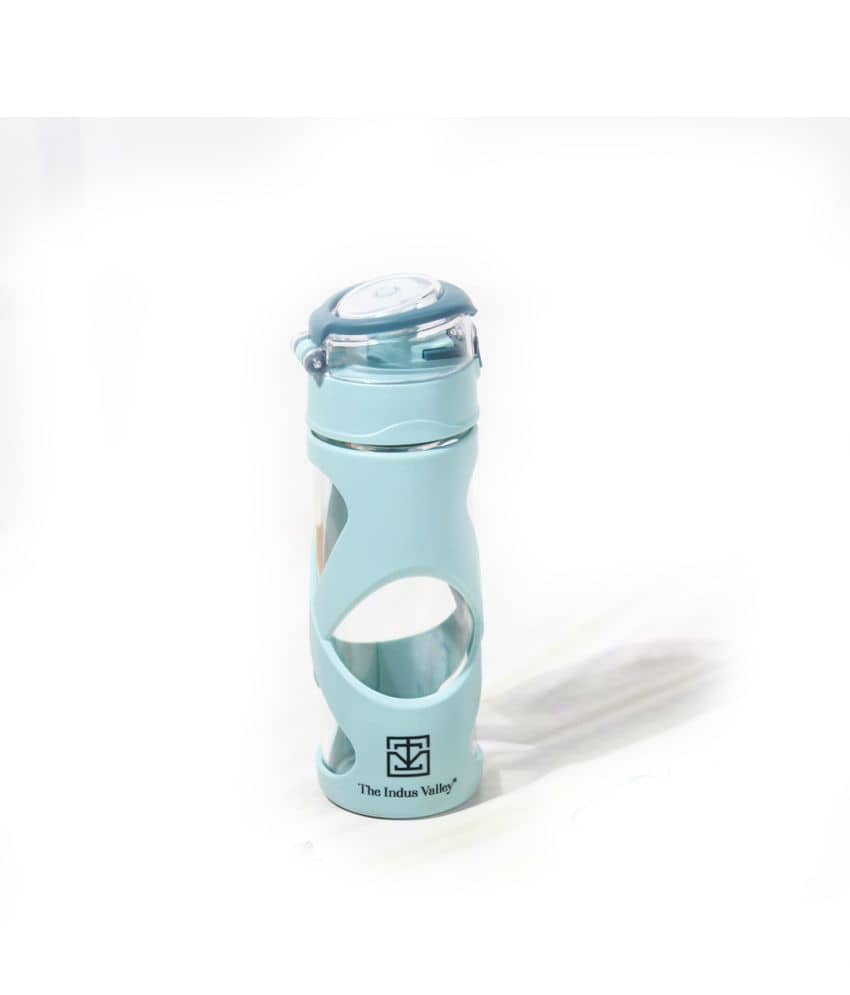 The Indus Valley - ‎Glass water bottle Light blue Sipper Water Bottle 500 mL ( Set of 1 )