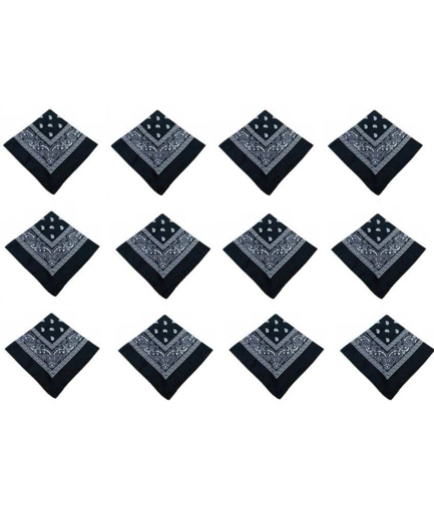 Zacharias - Black Cotton Men's Handkerchief ( Pack of 12 ) Zacharias - Black Cotton Men's Handkerchief ( Pack of 12 )