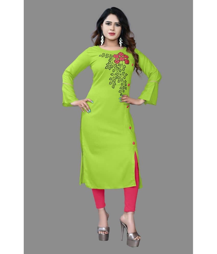 haya fashion - Lime Green Rayon Women's Straight Kurti ( Pack of 1 ) - Kurtis, Tunics | Buy online on ZillyBuy