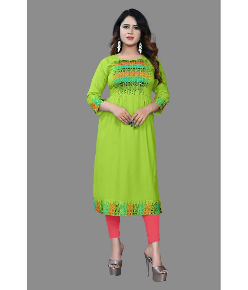haya fashion - Lime Green Rayon Women's Straight Kurti ( Pack of 1 ) - Kurtis, Tunics | Buy online on ZillyBuy