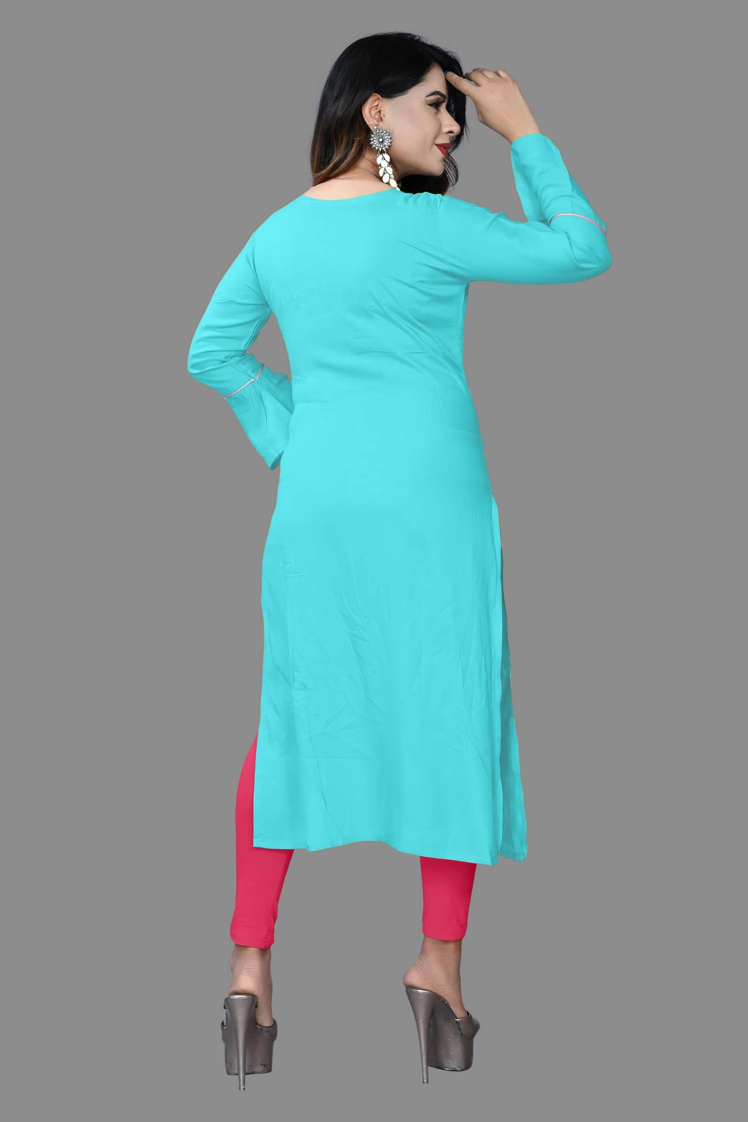 haya fashion - Turquoise Rayon Women's Straight Kurti ( Pack of 1 ) - Kurtis, Tunics | Buy online on ZillyBuy