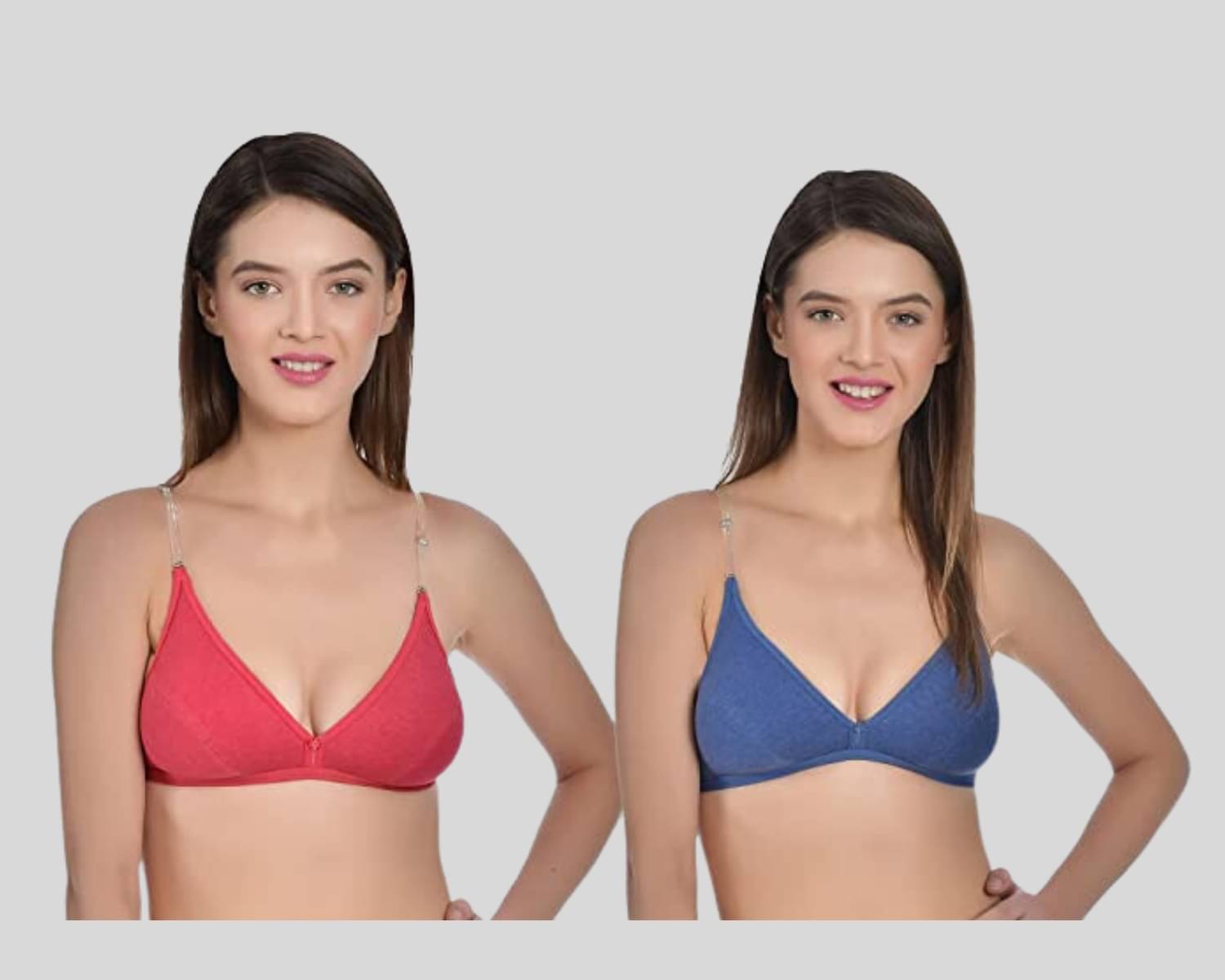     			AIMLY Pack of 2 Cotton Blend Non Padded Women's T-Shirt Bra ( Blue )