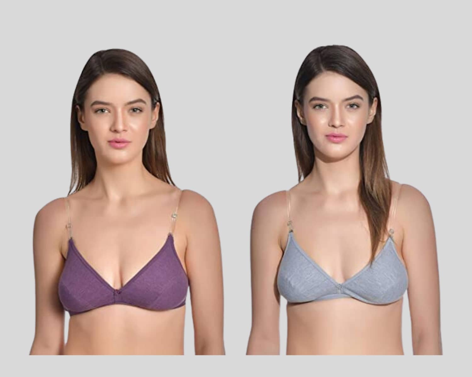 AIMLY Pack of 2 Cotton Blend Non Padded Women's T-Shirt Bra ( Multicolor )
