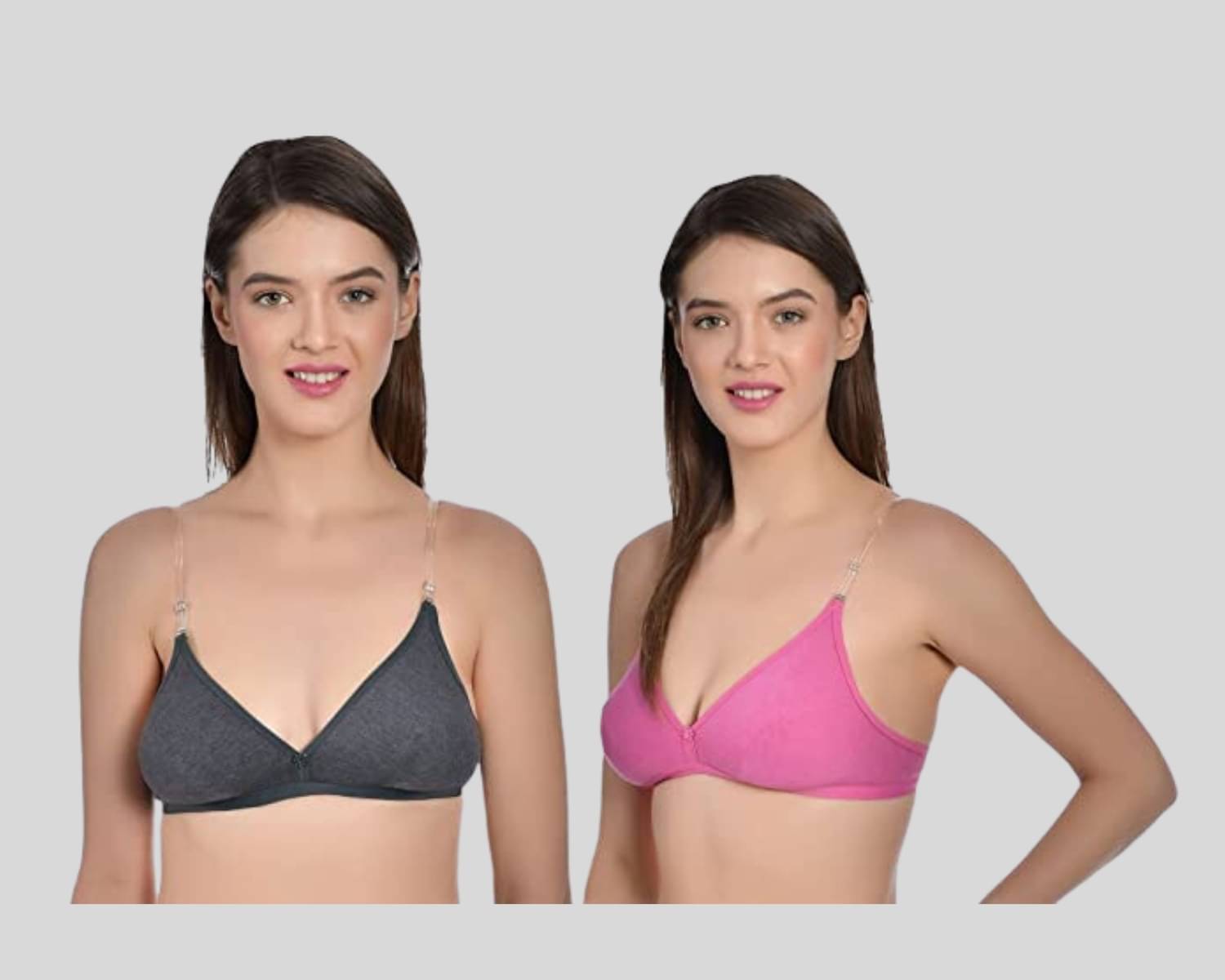 AIMLY Pack of 2 Cotton Blend Non Padded Women's T-Shirt Bra ( Pink ) AIMLY Pack of 2 Cotton Blend Non Padded Women's T-Shirt Bra ( Pink )