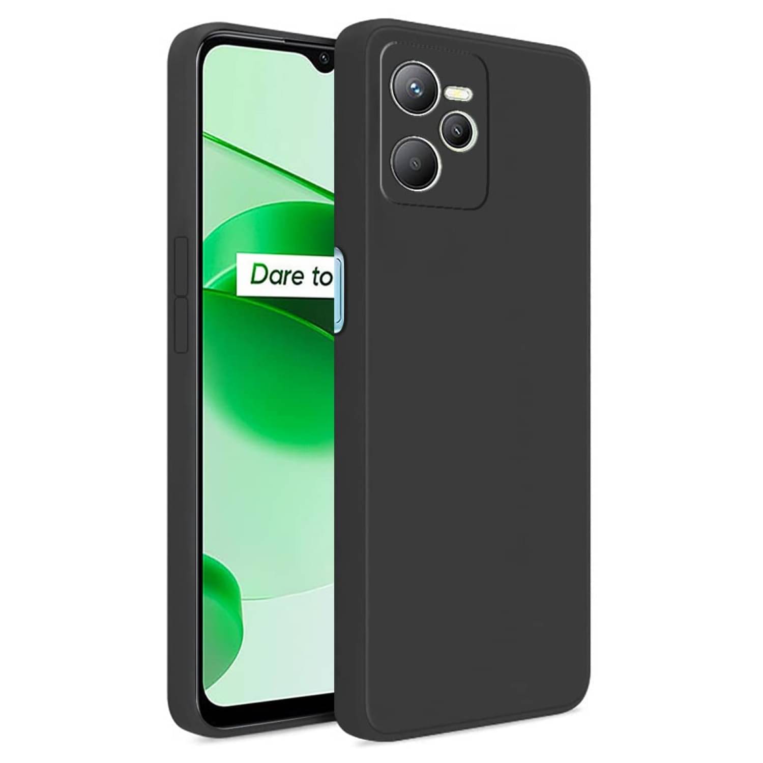     			Case Vault Covers - Black Silicon Plain Cases Compatible For Realme Narzo 50A Prime ( Pack of 1 )