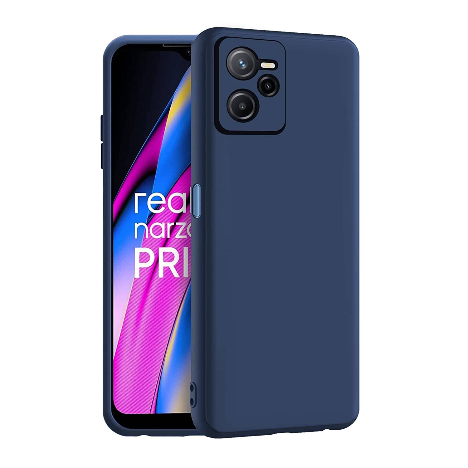     			Case Vault Covers - Blue Silicon Plain Cases Compatible For Realme Narzo 50A Prime ( Pack of 1 )