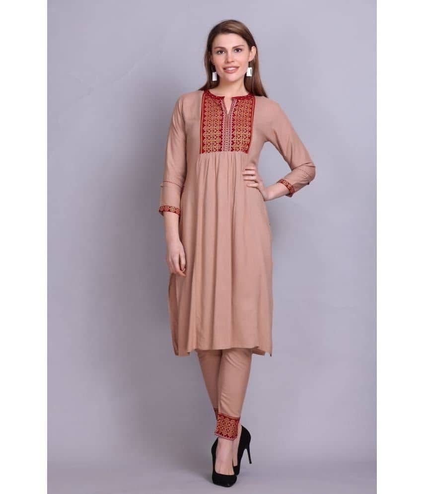 ELTHIA - Rose Gold Cotton Women's Nayra Kurti ( Pack of 1 ) - Kurtis, Tunics | Buy online on ZillyBuy