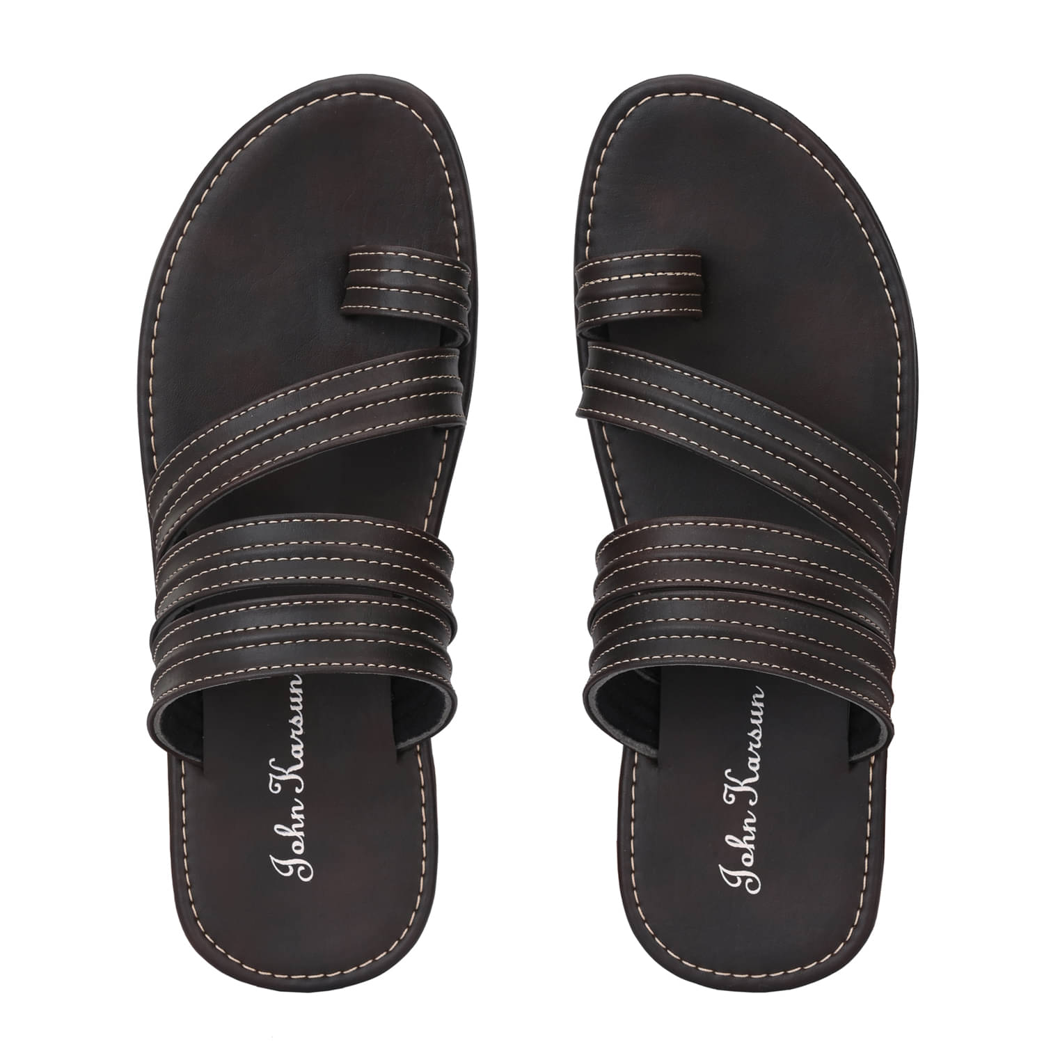     			John Karsun - Brown Men's Leather Slipper